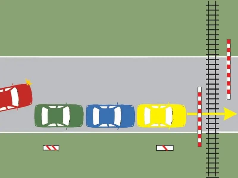 Autoturismul roşu poate depăşi în situaţia dată?