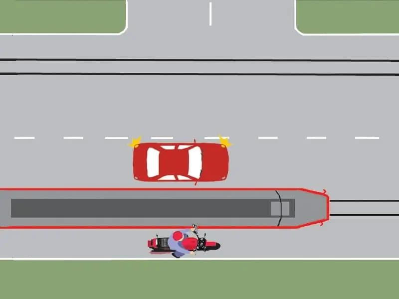 Care dintre conducătorii autovehiculelor execută corect depăşirea tramvaiului aflat în mers?