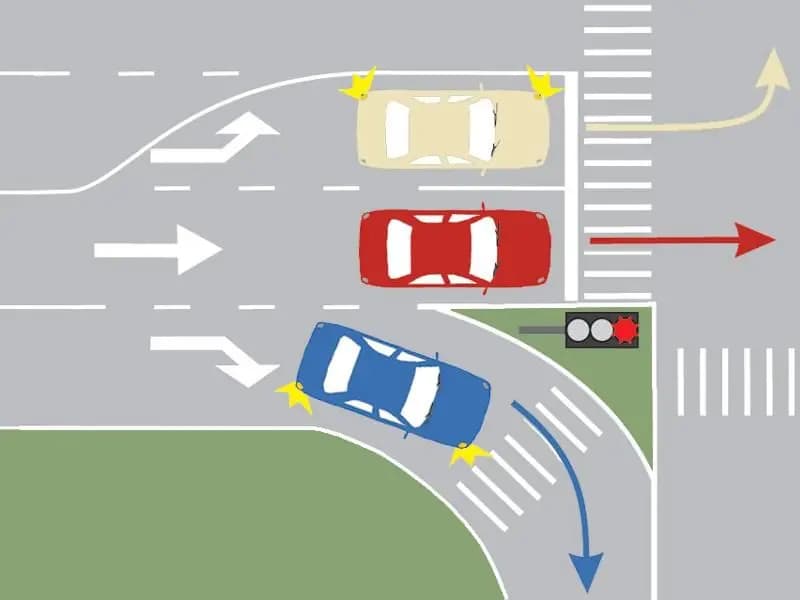 Care autoturism îşi continuă deplasarea prin intersecţie?