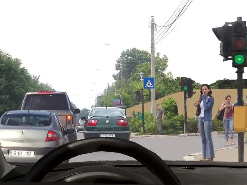 Cum veţi proceda dacă intersecţia care urmează este blocată din cauza aglomeraţiei?