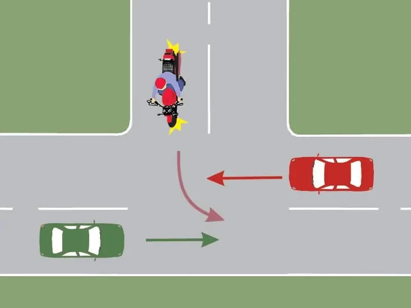 Care dintre cele trei autovehicule va trece ultimul prin intersecţia din imagine?